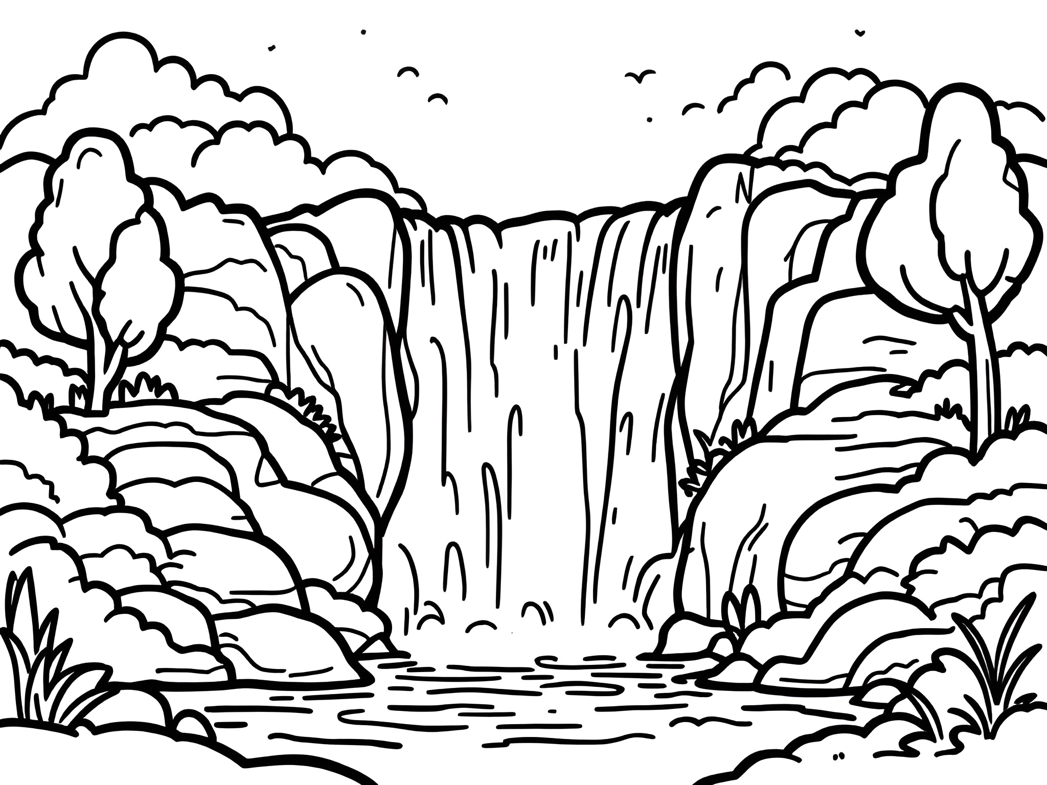 Ausmalbild Wasserfall 🌊