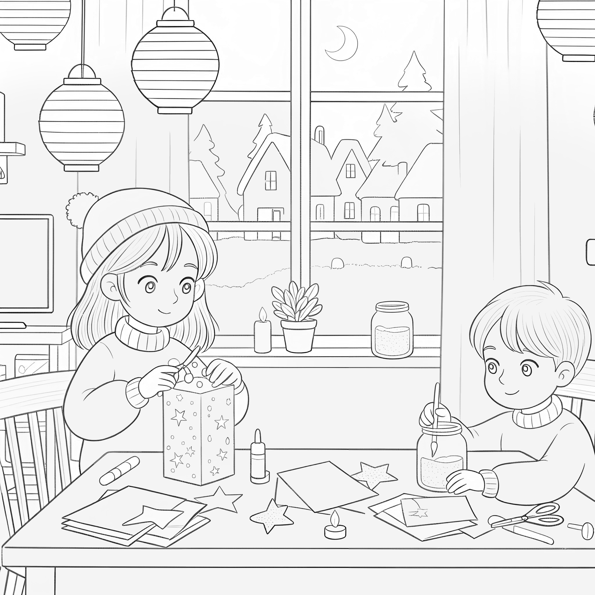 Ausmalbild Windlichter 🌟