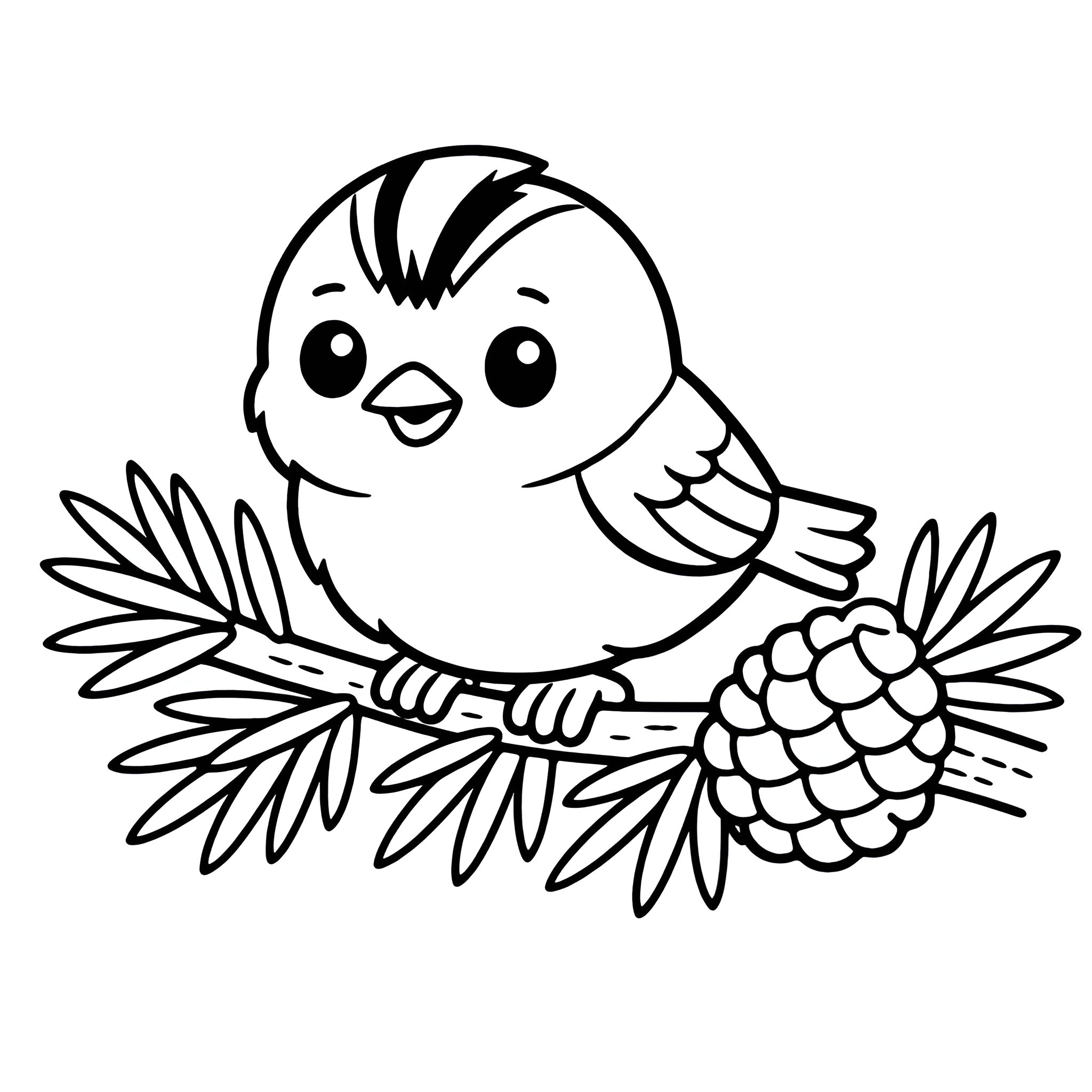 Wintergoldhähnchen Ausmalbild – Kostenlose Malvorlage zum Ausdrucken