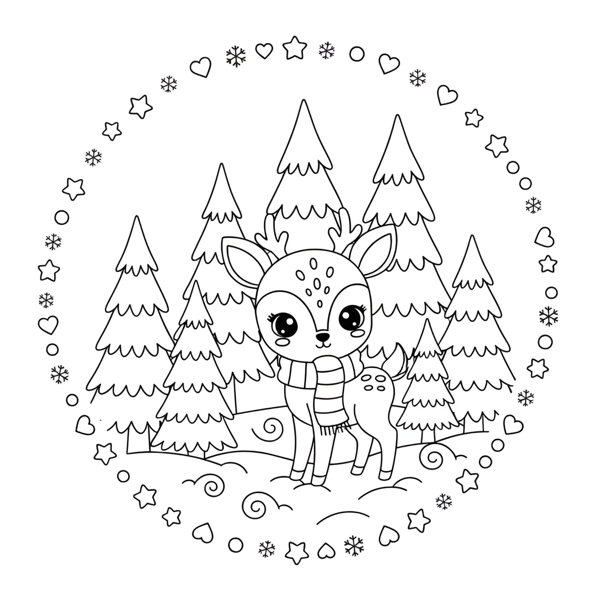 Ausmalbild Winterwald