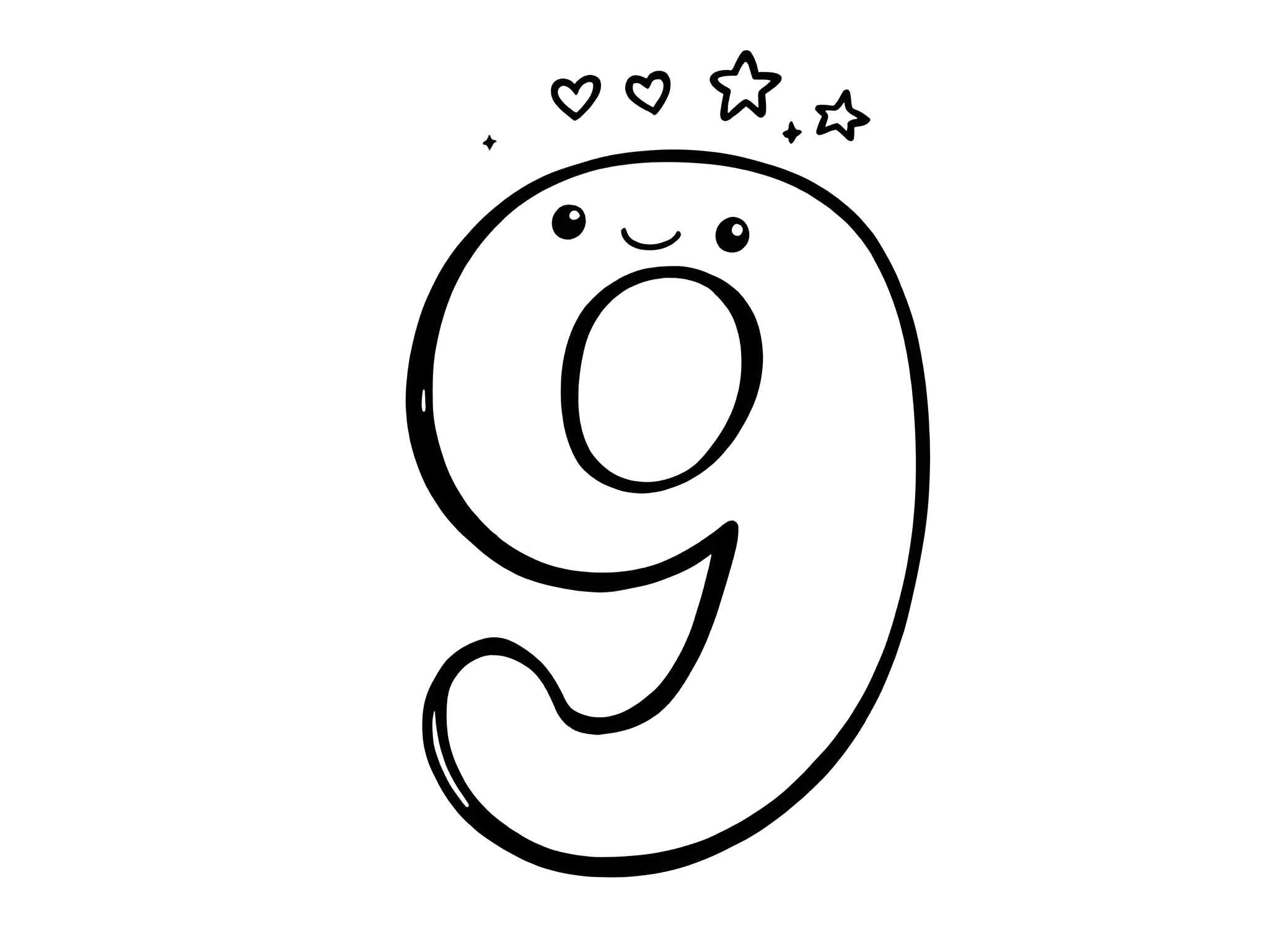 MOWOLI – Ausmalbild Zahl 9 für kleine Zahlenentdecker