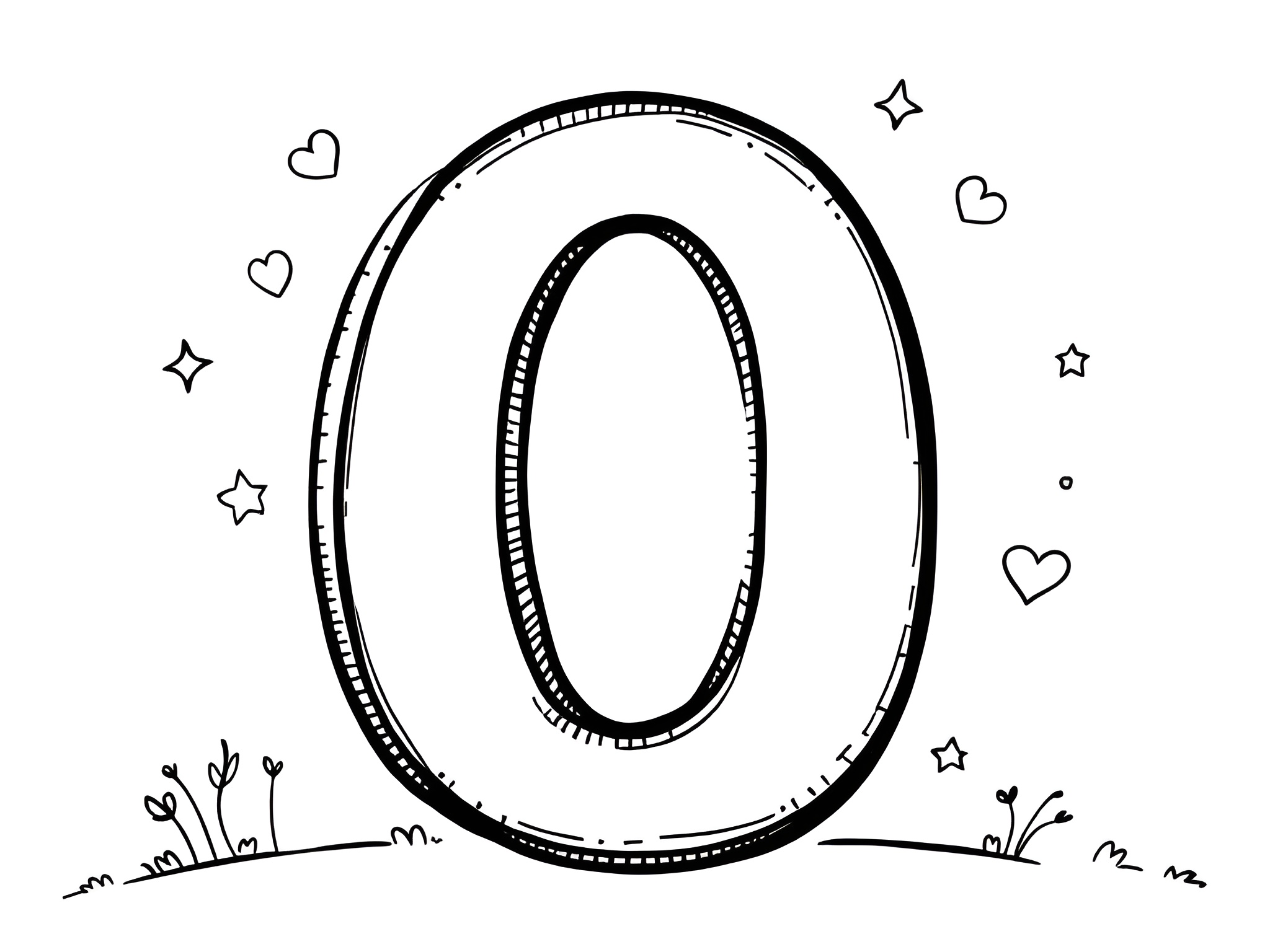 MOWOLI – Ausmalbild Zahl 0 für kleine Zahlenentdecker